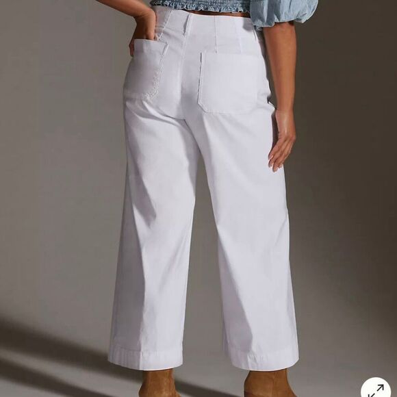 Anthropologie the Colette white crop wide leg jeans size 34p - Picture 3 of 13